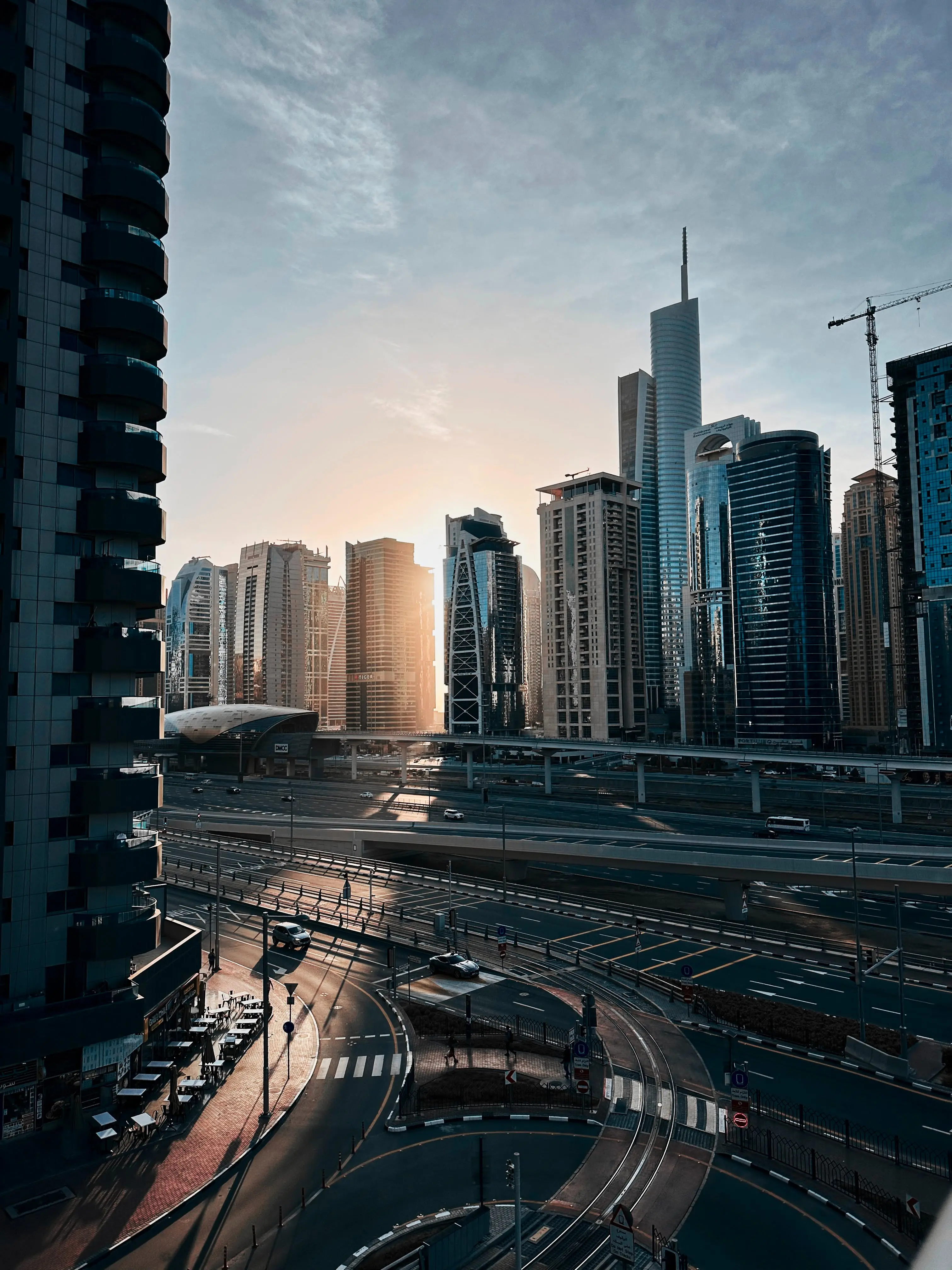 Dubai Marina, United Arab Emirates, Al Gharbl Street, Dubai Marine Mall Transport station, Al Sayorah street,buildings, flats